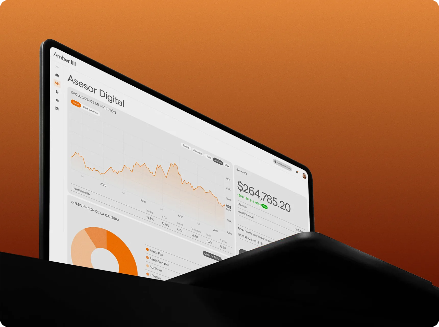 Amber dashboard on a laptop