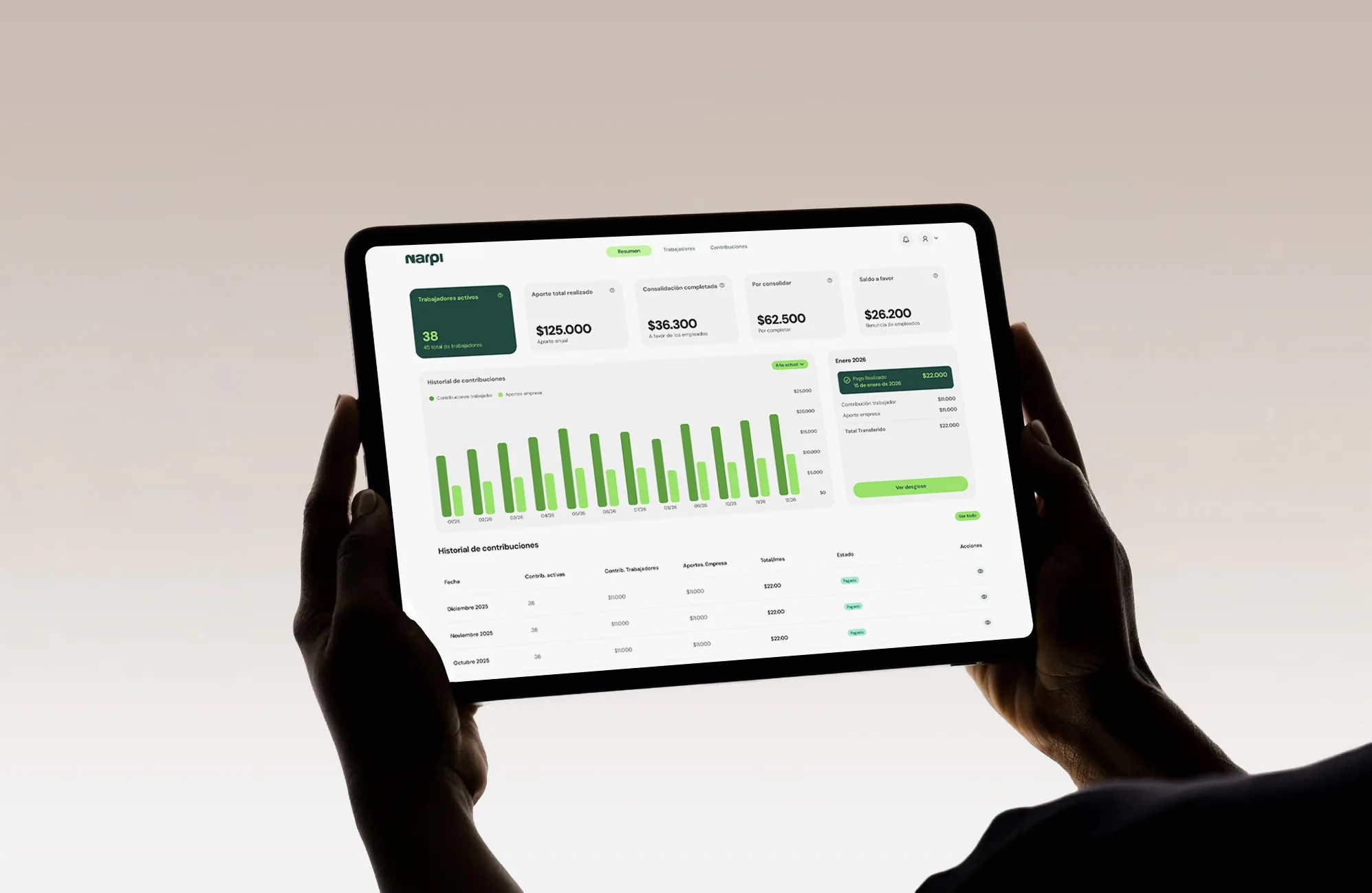 Narpi app shown on a phone