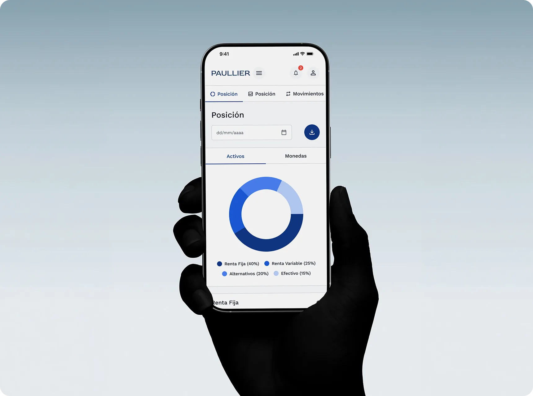 Paullier client portal on a tablet