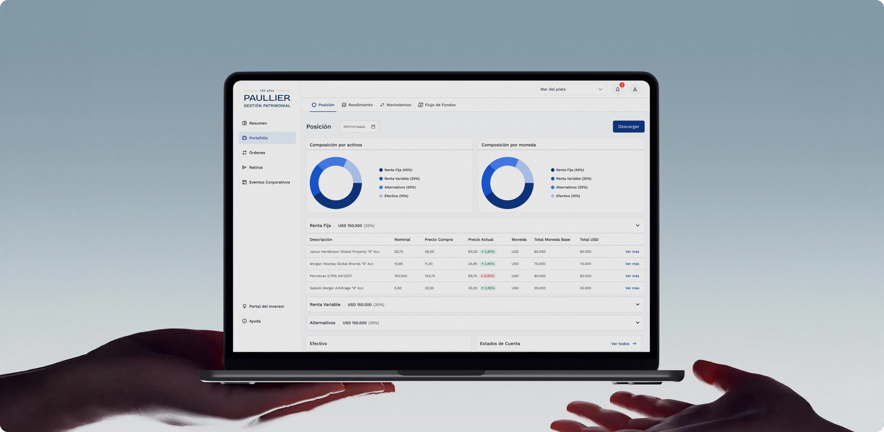 Paullier client portal interface