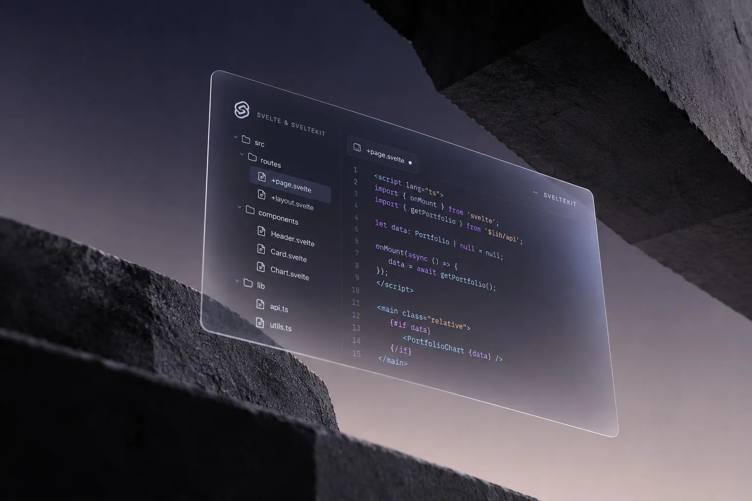 A Svelte and SvelteKit project open in a code editor